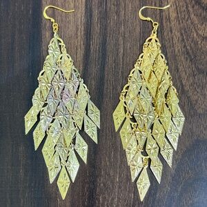 Fancy Gold Tone Dangle Earrings